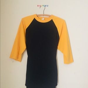 Vintage Oversized Mustard and Black baseball shirt